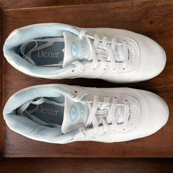 Dexter Bowling Shoes Women's Size 8.5 White Blue Slide-Rite Non-Marking Rubber - Picture 4 of 10